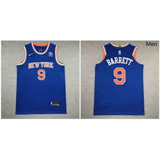 Knicks 9 R J  Barrett Blue Nike Authentic Jersey